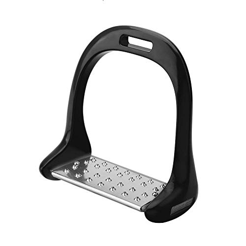 Reiten Steigbügel Edelstahl rutschfeste Pad Reitsport Aluminium Sattel mit Lackierung(Schwarz) von Shanrya