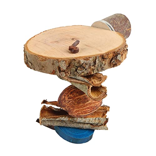 Runde Stützplattform aus Holz, Sitzstangenplattform für Vogelkäfige, Nahrhafter Essbarer Farbstoff, Bissfest, Gesund, mit Kauschnur für Vögel (L) von Shanrya