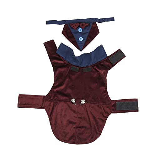 Shanrya Fliege-Anzug für Hunde, Polyester-Stoff, Knopf, Humanisiertes Design, Formelle Kleidung für Welpen, Bequem, Exquisite Nähte, Retro, Modisch, für Hochzeiten für Kleine Haustiere (M) von Shanrya