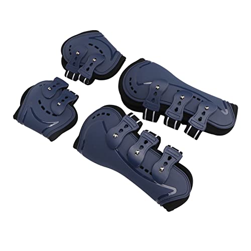 Shanrya Gamaschen für Springpferde, Strapazierfähig, Blau, Verstellbar, Vorne Offen, Gamaschen für Pferde, Strapazierfähige PU-Schale, Laufendes (M) von Shanrya