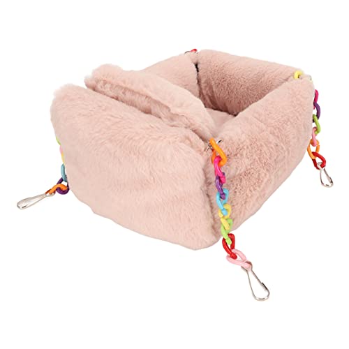 Shanrya Hamster-Hängebett, Bunte Kette, Niedliches Warmes Lotusrosa, Hamster-Hängemattenbett mit Kleinem Kissen für Honigkriecher, für Hamster, für Papageien (S) von Shanrya