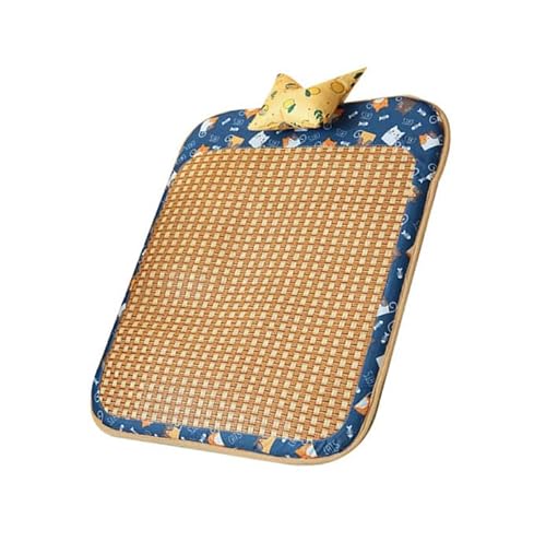 Shanrya Haustier-Sommermatte, Hunde-Rattan-Kühlmatte, Atmungsaktiv, Leicht zu Bewegen, Bissfest, Bequem, für Heimtierbedarf (Blau) von Shanrya