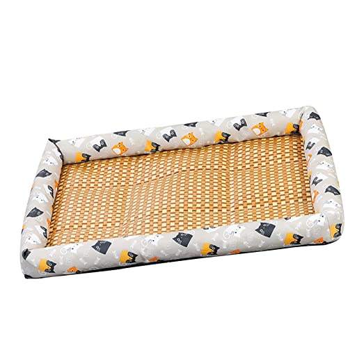 Shanrya Haustierbett, Leicht zu Tragende, Bequeme, Erfrischende, Sommerlich Gewebte Haustiermatte für das Wohnzimmer (Grau 60 x 45 cm (empfohlen 10 kg)) von Shanrya