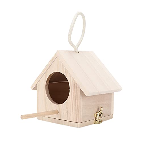 Shanrya Hölzernes Vogelhaus mit Sitzstange, dekorieren Sie Ihr Zimmer. Vogelhaus aus Holz mit Dach Längere Lebensdauer Feine Verarbeitung für kleine Vögel von Shanrya