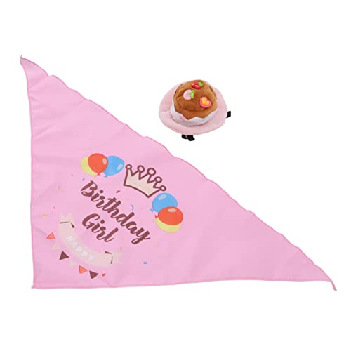 Shanrya Hunde-Geburtstagsparty-Zubehör, Welpen-Geburtstagsparty-Hut, Bandana, Bandana, Angenehme Haptik, Realistisches Aussehen für Hunde (Rosa) von Shanrya