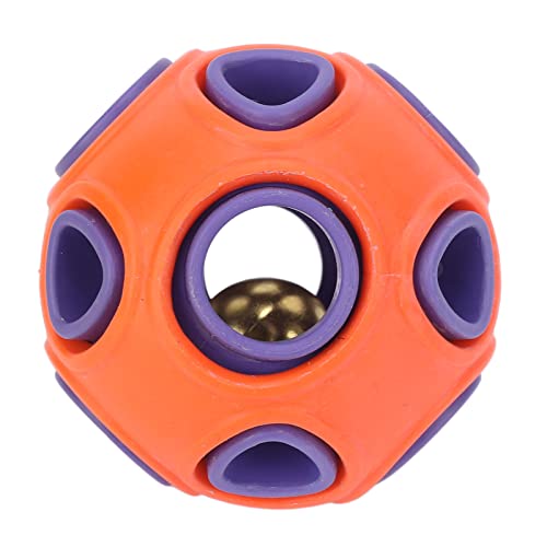 Shanrya Hundefutterspenderball, Stark Springender Gummiball, Langlebig, Lustiger Hundekauball mit Glockenklang für Katzen (Orange und Lila) von Shanrya