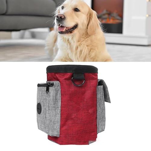 Shanrya Hundetrainings-Hüfttasche, Weite Öffnung, Leichte Polyester-Hundetasche mit Großem Fassungsvermögen für den Außenbereich (Rot) von Shanrya