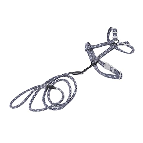 Shanrya Katzengeschirr und Leine Set, Pet Supply Geschirr und Leine Set für Haustiere Kaninchengeschirr Leine Set Cat Walking Rope für Katzen mit einem Gewicht von 2.5-10kg /(Dunkelgraue Röschen, S) von Shanrya
