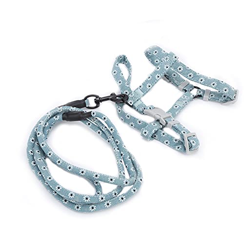 Shanrya Katzengeschirr und Leine Set, Pet Supply Geschirr und Leine Set für Haustiere Kaninchengeschirr Leine Set Cat Walking Rope für Katzen mit einem Gewicht von 2.5-10kg /(Hellgrüne Blume, m) von Shanrya