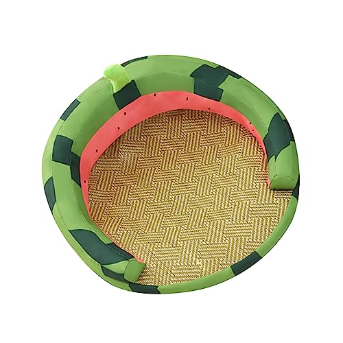Shanrya Katzenmattennest, Rattan-Katzenbett, Langlebig, Handwerklich, Atmungsaktiv, Praktisch, Tragbar, für Hunde Im Freien (S Wassermelone) von Shanrya