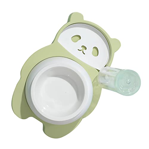 Shanrya Pet Food Bowl, Cartoon Panda Pet Bowl 4 in 1 Automatische Wassernachfüllung Große Kapazität Multifunktional mit Edelstahlnapf für den Innenbereich für Katzen (Frisches Grün) von Shanrya