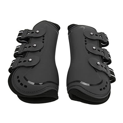 Shanrya Pferdebeinschützer, Atmungsaktiv, Stoßdämpfend, Leicht zu Reparieren, Pferde-Vorderbeinstiefel, Schwarz, Professionell für Lange Ausritte Zum Training (M 1,5L) von Shanrya