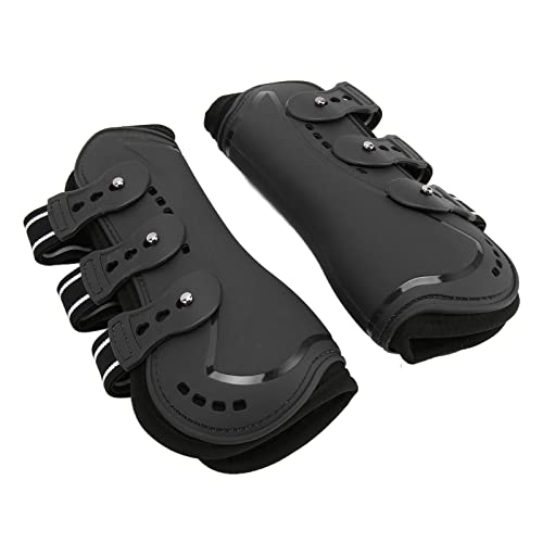 Shanrya Pferdebeinschutz, atmungsaktiv, stoßabsorbierend, leicht zu reparieren, Stiefel für Vorderbeine, schwarz, professionell für lange Fahrten für das Training (M) von Shanrya