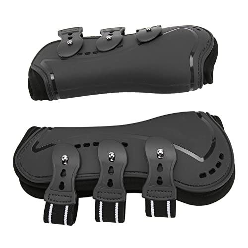 Shanrya Pferdebeinschutz, atmungsaktiv, stoßabsorbierend, leicht zu reparieren, Stiefel für Vorderbeine, schwarz, professionell für lange Fahrten für das Training (groß) von Shanrya