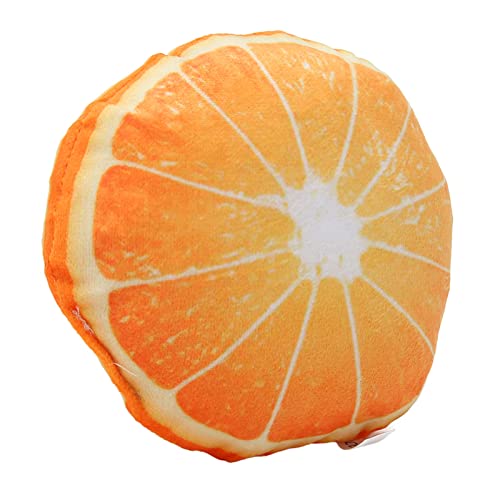 Shanrya Quietschendes Hundespielzeug, Bissfestigkeit, Lustiges Zähneknirschen, Obst, Plüsch-Hundespielzeug, Cartoon-Obst für Hunde, Interaktiv, für den Innenbereich (Orange) von Shanrya
