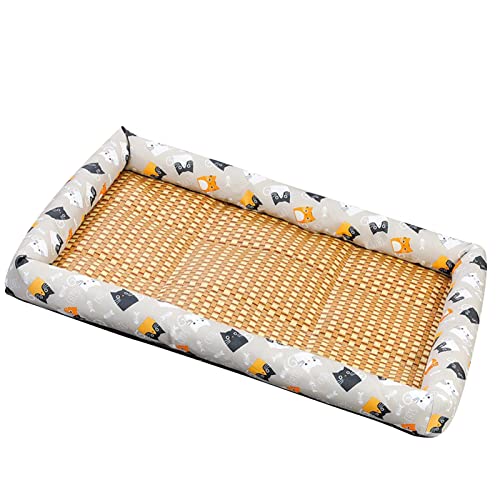 Shanrya Sommer-Haustiermatte, Haustierbett, Bequem, Leicht zu Tragen, Gewebte Kühlung für Wohnzimmer (Grau 60 x 45 cm/23,6 x 17,7 Zoll (empfohlen 10 kg)) von Shanrya