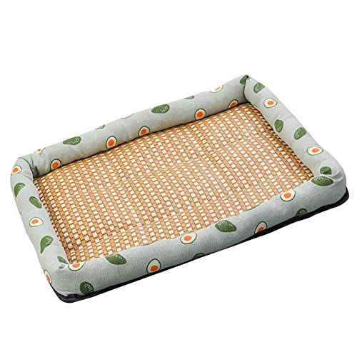 Shanrya Sommer-Haustiermatte, Haustierbett, Bequem, Leicht zu Tragen, Gewebte Kühlung für Wohnzimmer (Grün 60 x 45 cm/23,6 x 17,7 Zoll (empfohlen 10 kg)) von Shanrya