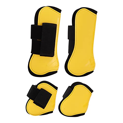 Shanrya Verstellbare Pferdebeinstiefel, Harte PU-Schale, weiche und Bequeme Pferdesehnenstiefel zum Reiten, stoßdämpfender Springschutz(Gelb, EIN Satz von Vier großen) von Shanrya