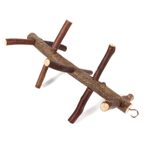 Shanrya Vogelstangen, ungiftiges Glückskäfig-Ständer-Spielzeug, natürliches Holzmaterial für Haustier-Kleintiere von Shanrya