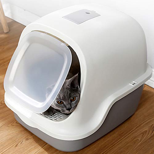 Vollständig geschlossene Katzentoilette Bedeckte Katzentoilette Anti-Splash-Katzentoilette mit Deckel Hochwertig Robust für(Starry Sky Gray, Closed) von Shanrya