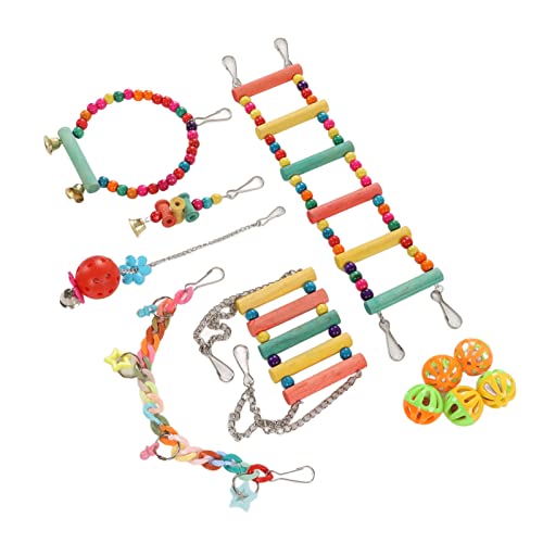 Spielzeug zum Aufhängen für Vögel, sichere und bissfeste Übung, 11 Stück aus Kiefernholz aus Kunststoff für Haustiere von Shanrya