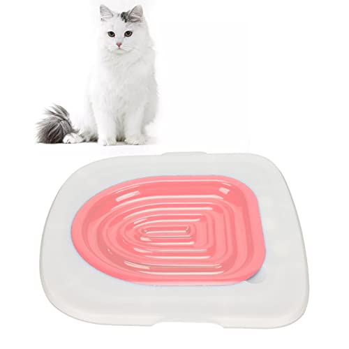 Toiletten-Trainer-Set für Katzen, wiederverwendbar, für Katzen, universell, umweltfreundlich, für Haustiere (weißes Tablett, 1 rosa Innenhalter) von Shanrya