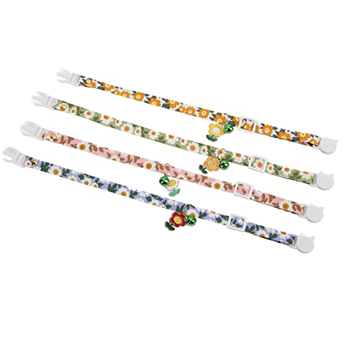 Verstellbares Katzenhalsband, 4 Stück, Breakaway-Katzenhalsband, Sonnenblumenmuster, einfach zu tragen, für kleine Haustiere, für Katzen, für Kätzchen von Shanrya