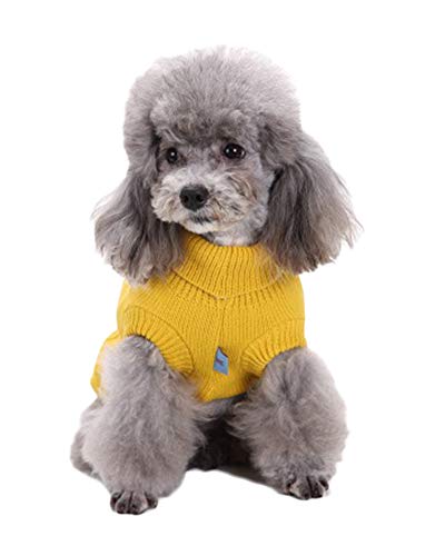 Shaoyao Hunde Kostüme Hundebekleidung Baumwolle Pullover Feiern Weihnachten-Tag Winter Mantel Strickpullover Haustier Gelb L von Shaoyao