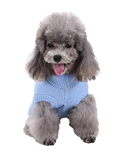 Shaoyao Hunde Kostüme Hundebekleidung Baumwolle Pullover Feiern Weihnachten-Tag Winter Mantel Strickpullover Haustier Hellblau L von Shaoyao