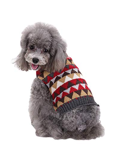 Shaoyao Hundepullover Weihnachten Plaid Warm Hund Weihnachten Strickwaren Warme Haustier Pullover Für Hundewelpen Rot M von Shaoyao