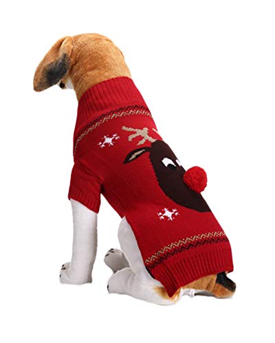 Shaoyao Rote Nase Hunde Kostüme Hundebekleidung Baumwolle Pullover Weihnachten-Tag Winter Mantel Strickpullover Fashion Urlaub Party Puppy Geschenk Rot XL von Shaoyao