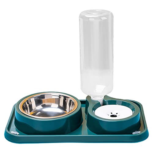 2 in 1 Haustier Geschirr Hund Wassernapf 500ml/1000ml Automatischer Wasserspender Combo Set Katze geneigt Erhöhte Schüssel von ShapeW