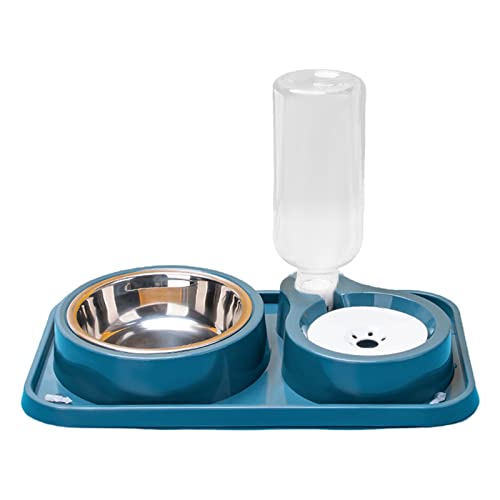 2 in 1 Haustier Geschirr Hund Wassernapf 500ml/1000ml Automatischer Wasserspender Combo Set Katze geneigt Erhöhte Schüssel von ShapeW