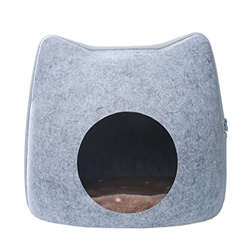 Katzenhöhle Bett Zelt für den Innenbereich, kleine bis große Katzen, maschinenwaschbar, abnehmbares Reißverschluss-Design mit Kissen, kratzfester Filz von ShapeW