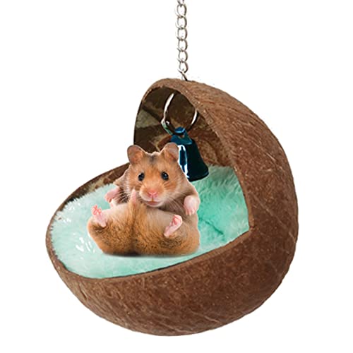 Kokosnusshütte Hamsterhaus Hängematte-Versteck mit Kissen für Meerschweinchen, Streifenhörnchen, Welpen, Spielen Schlafen Klettern von ShapeW