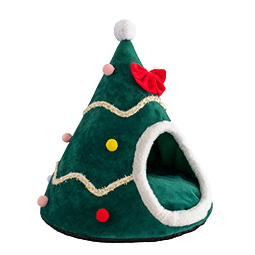 Weihnachtsbaum-Zelt Katzenstreu Plüsch Haustier Schlafen Bett Warm Winter Katze Nest Matte Waschbar Zwinger Lovely Hundebett Kissen von ShapeW