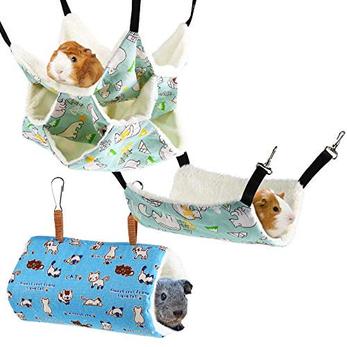 3 Stücke Klein Haustier Hängematte Tunnel Hängematte Hamster Nest Bett Segelflugzeug Meerschweinchen Frettchen Hängematte Set für Kleine Haustiere von Shappy