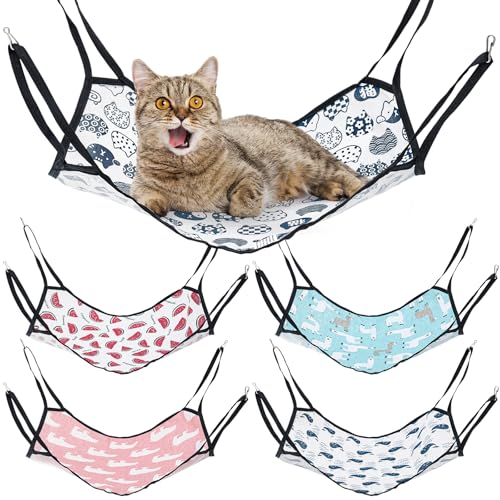 Shappy 5 Stück Sommer Haustier Hängematte Frühling Katzen Frettchen Hängematte Weiches Bett Geeignet für Haustier Meerschweinchen Hamster Rennmäuse Kätzchen Katzen Käfig (niedlich) von Shappy