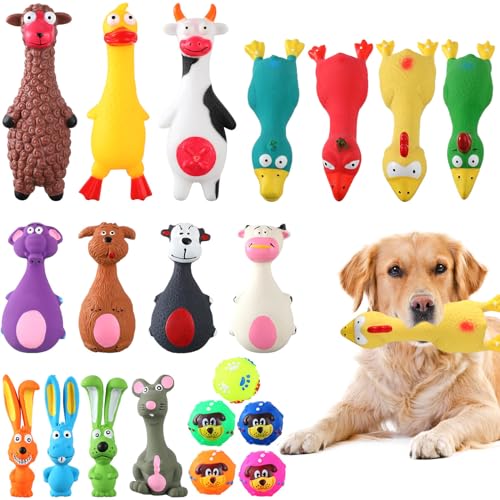 Shappy Quietschendes Latex-Welpenspielzeug, quietschendes Hundespielzeug, Gummi, kleine quietschende Bälle, Gummispielzeug, lustiges Tier für kleine, mittelgroße und große Haustiere, interaktives von Shappy