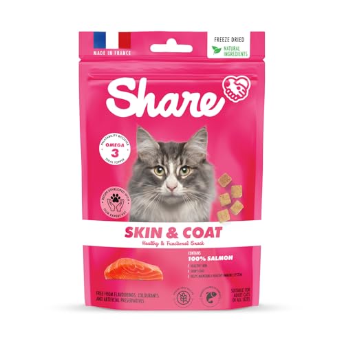 Share Natural Haut UND Fell : Natürliche Leckerbissen für sterilisierte Katzen 40g (x10), gefriergetrocknet, reich an Omega 3, getreidefrei von Share NATURAL ADVENTURE
