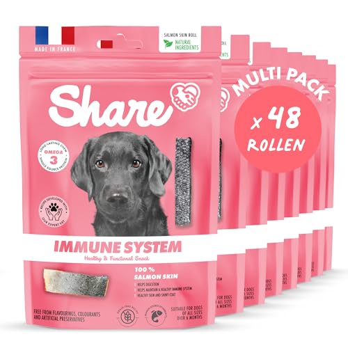 Share Natural IMMUNSYSTEM: Leckere Leckerbissen aus 100% Lachs für die Gesundheit Ihres Hundes 60g (x8), 48 Rollen, reich an Omega 3 von Share NATURAL ADVENTURE