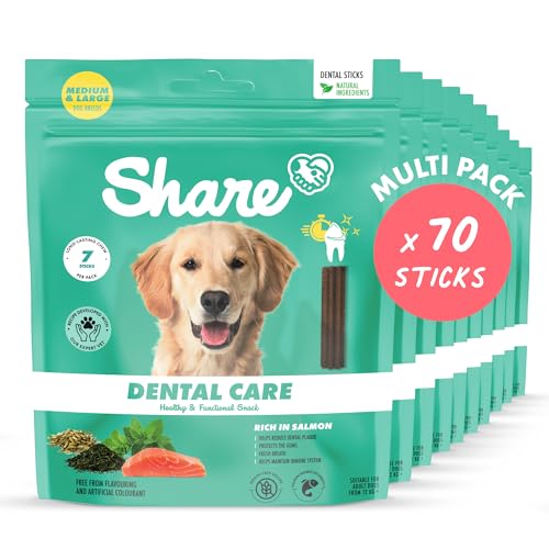 Share Natural ZAHNPFLEGE für mittelgroße und große Hunde: 70 Sticks für mittelgroße und große Hunde, für frischen Atem und gesundes Zahnfleisch, 140g (x10) von Share NATURAL ADVENTURE