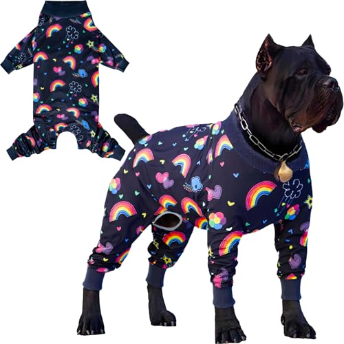 Chirurgischer Anzug für Männer und Frauen, nach dem Kastrieren, Hunde-Pyjama für große Rassen, Hunde-Einteiler, Regenbogen, Größe XXXL von Sharkwill