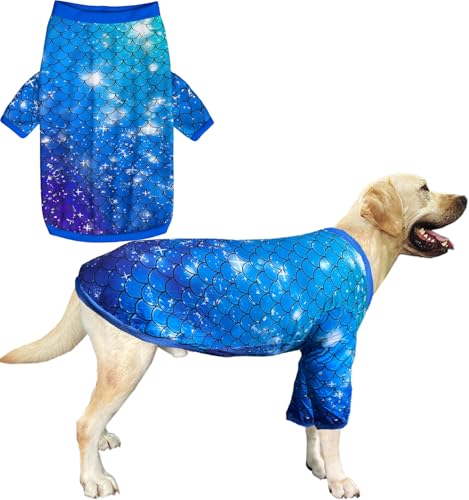 Hunde-Shirt für große Hunde, Meerjungfrauen-Shirt, 3D-Grafik, Schlafanzug für mittelgroße und große Hunde, Größe XXL, Meerjungfrau von Sharkwill