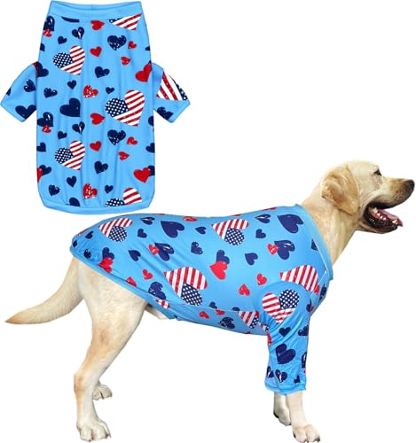 Hunde-Shirt für große Hunde, amerikanische Flagge, grafischer Schlafanzug für mittelgroße und große Hunde, Größe XL, amerikanische Flagge Hunde-Shirt für große Hunde, amerikanische Flagge, grafischer Schlafanzug für mittelgroße und große Hunde, Größe XL, amerikanische Flagge von Sharkwill