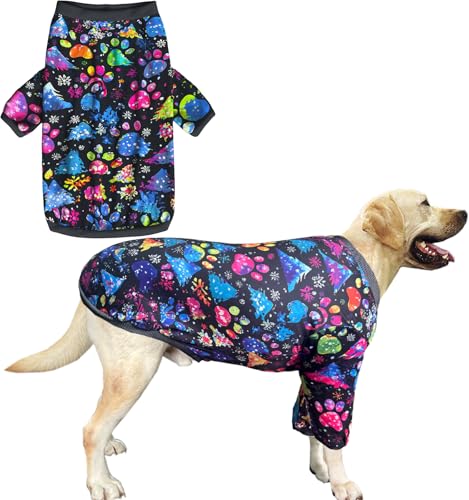 Hundeshirt für große Hunde, farbenfroher Fußabdruck, Weihnachtsgrafik-Pyjama für mittelgroße und große Hunde, Größe XL, Fußabdruck von Sharkwill