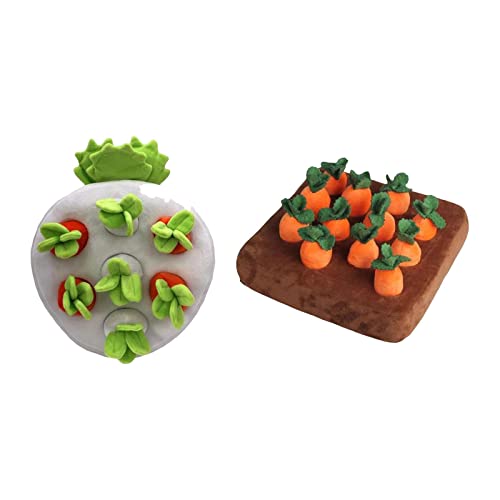 Sharplace 2 Stück Karotten Plüschtier Ziehen Sie das Stofftier Gemüse Spielzeug für Haustiere, Weiße Basis Braun von Sharplace