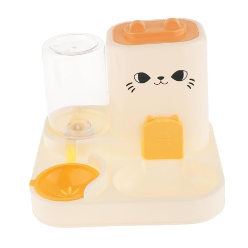 Sharplace 2-in-1-Futterautomat für Haustiere, Wasserspender, tragbar, Reisezubehör, Katzenfutternapf, Futterbehälter für Kätzchen, kleine Hunde, Gelb von Sharplace