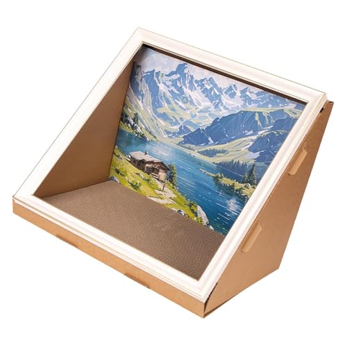 Sharplace 3D Rahmen Katzenkratzbrett Vintage Ölgemälde Katzenhaus Stallhöhlen Retro Katzenmöbel Vertikales Katzenhaus, Landschaft von Sharplace