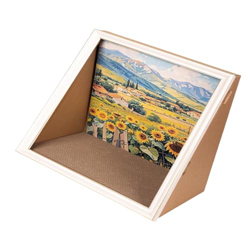 Sharplace 3D Rahmen Katzenkratzbrett Vintage Ölgemälde Katzenhaus Stallhöhlen Retro Katzenmöbel Vertikales Katzenhaus, Sonnenblumen von Sharplace